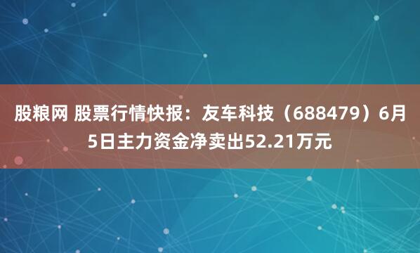股粮网 股票行情快报：友车科技（688479）6月5日主力资金净卖出52.21万元